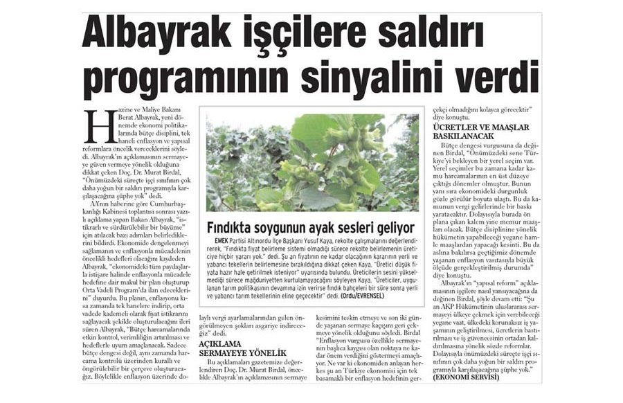 Berat Albayrak istedi, Evrensel’in tekzibi Hürriyet'te yayımlandı