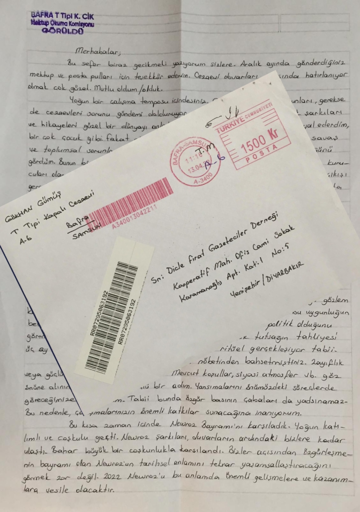 Gökhan Gümüş'ün 5 Nisan 2022 tarihli mektubu