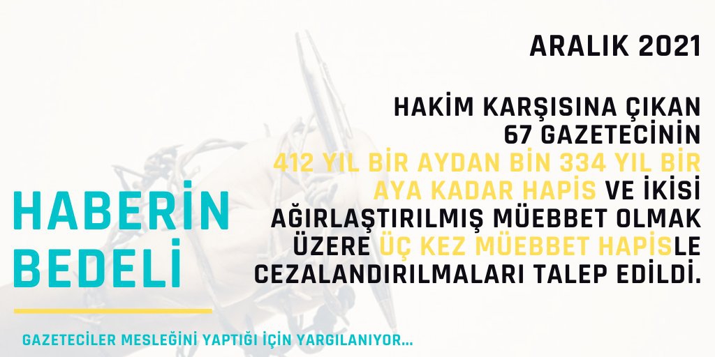 67 gazeteci bin 334 yıl hapis istemiyle yargılandı