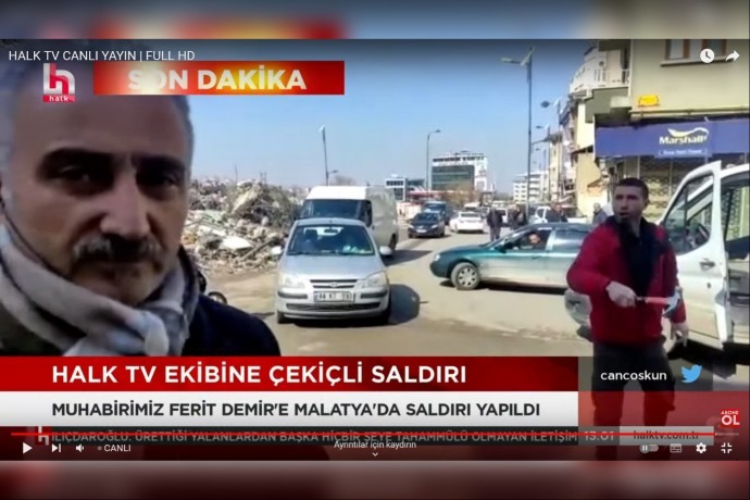 Halk TV ekibine canlı yayında çekiçli saldırı