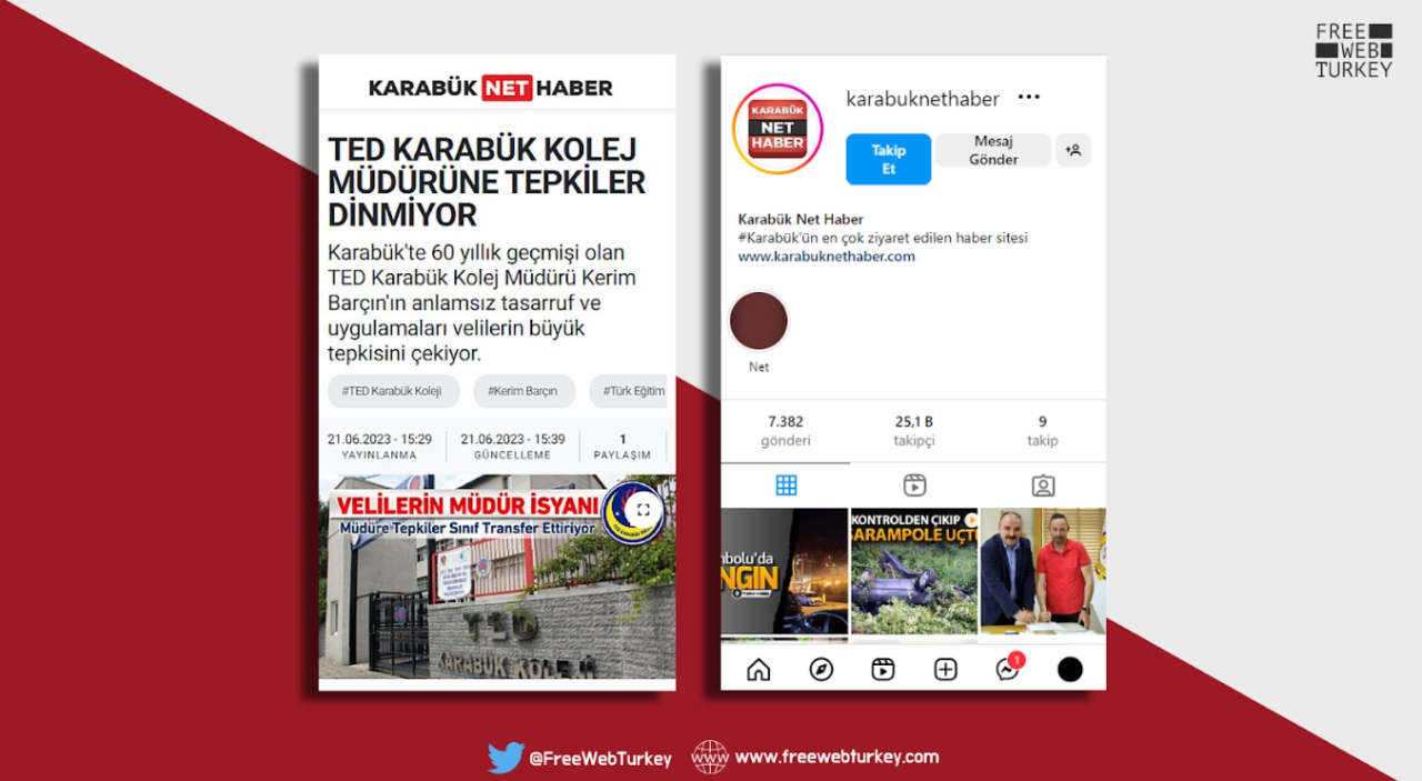 Protesto edilen müdür, hem haberi hem de gazetenin Instagram hesabını erişime engelletti