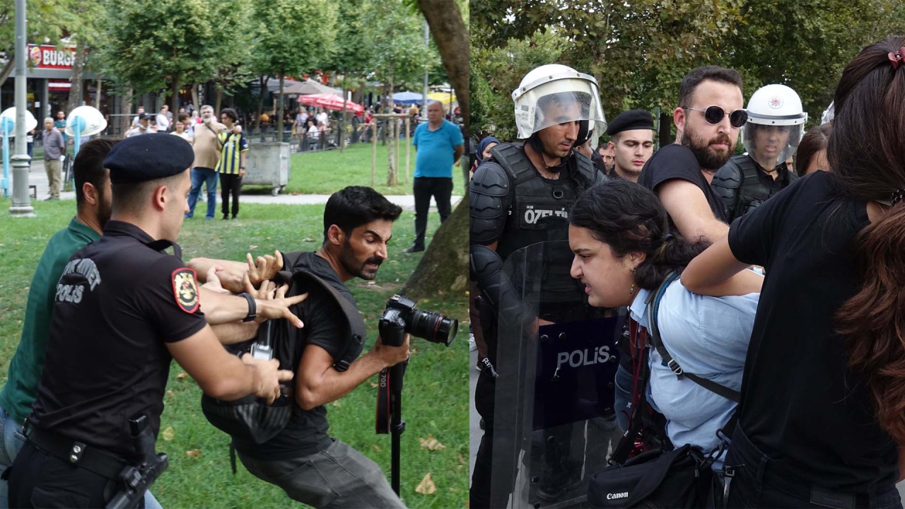 Tutuklu yakınlarının eyleminde gazetecilere gözaltı ve şiddet