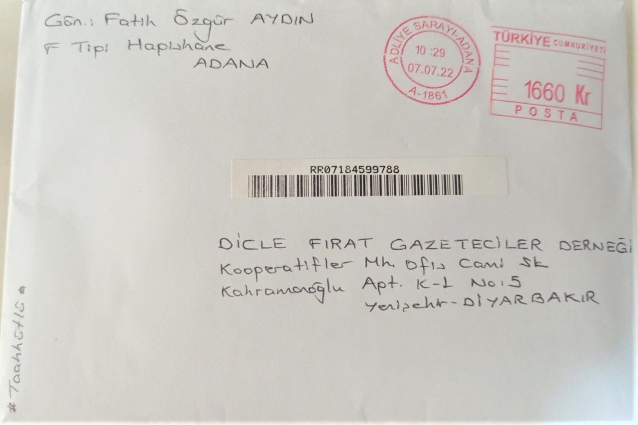 Fatih Özgür Aydın'ın 06 Temmuz 2022 tarihli mektubu  
