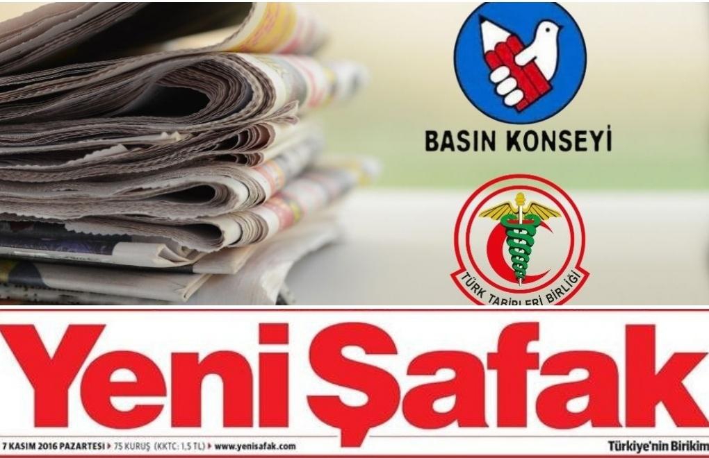Basın Konseyi, Yeni Şafak'ı TTB haberiyle ilgili "uyardı"