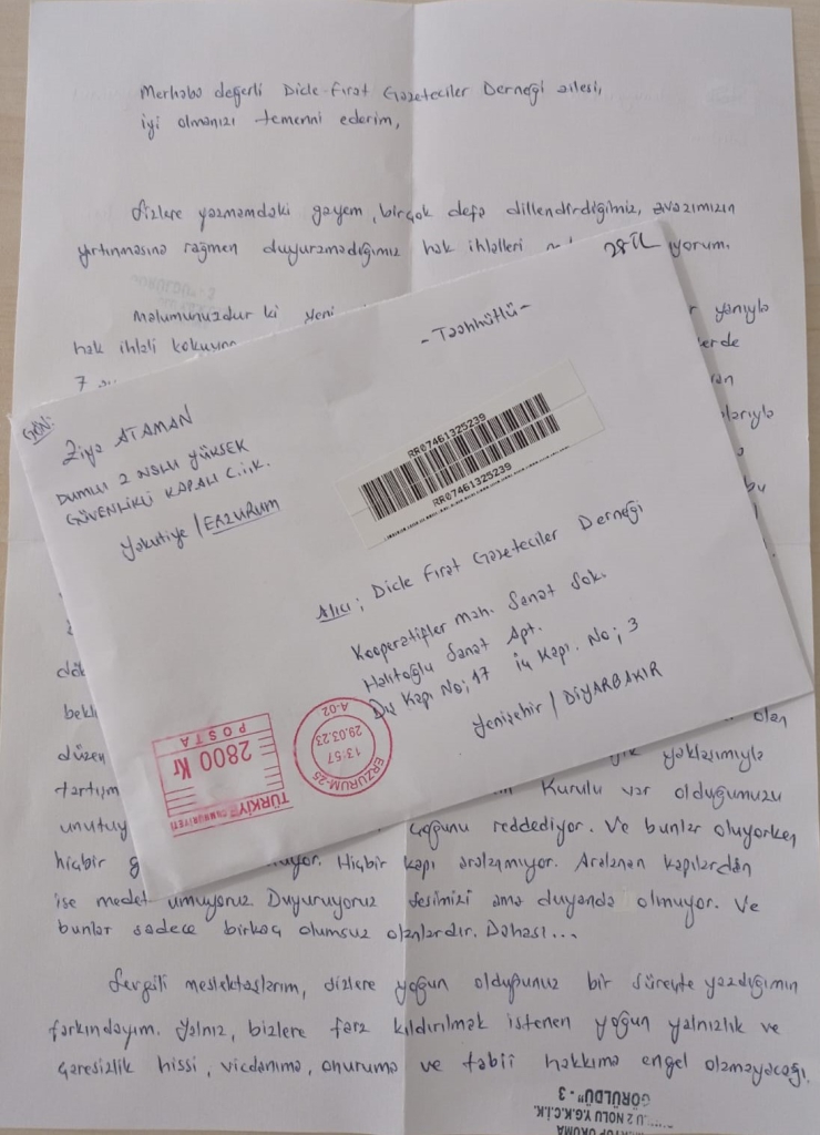 Ziya Ataman'ın 28 Mart 2023 tarihli mektubu